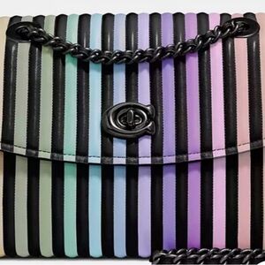 Coach Black and Pastel Striped Shoulder Bag